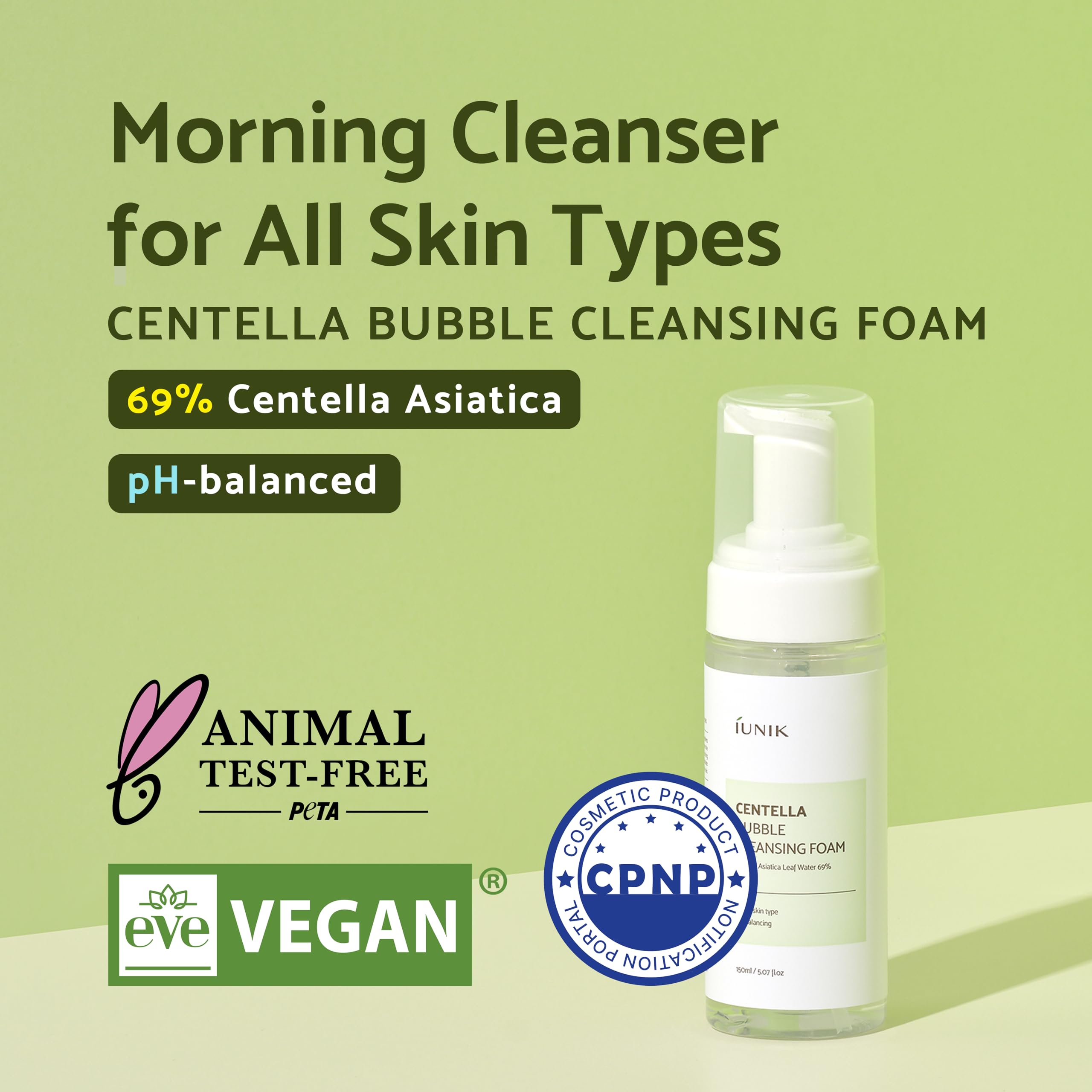 iunik centella: ingredientes con centella asiática al 69% para calma.