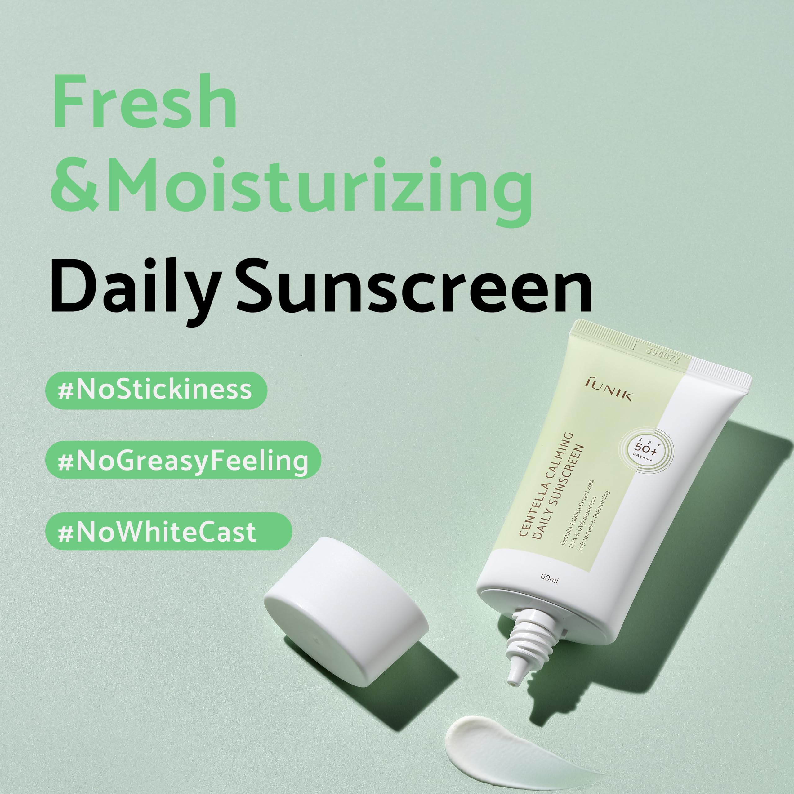 IUNIK Centella Calming Moisture Protector Solar, SPF50+ PA++++, hidratación que no reseca.