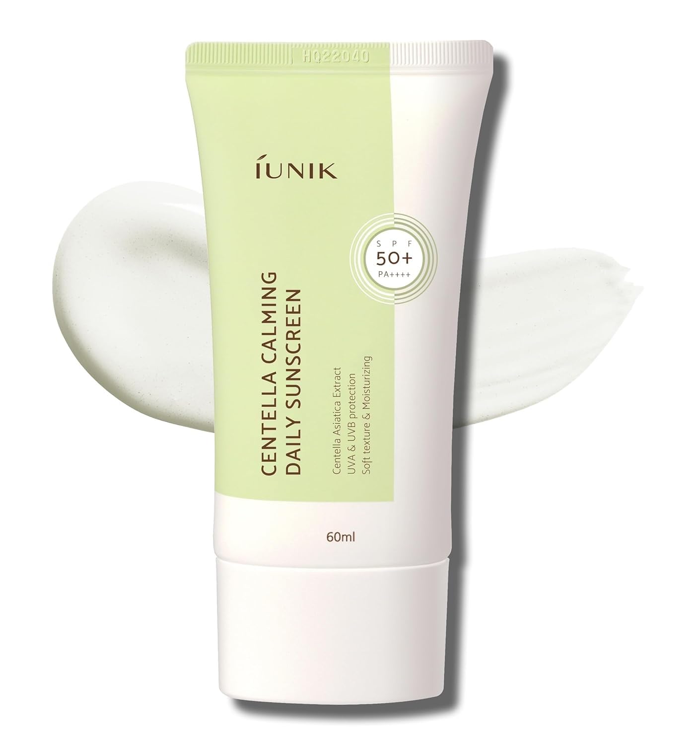 IUNIK Centella Calming Moisture Protector Solar, bote visible, protección diaria para piel sensible y vegana.