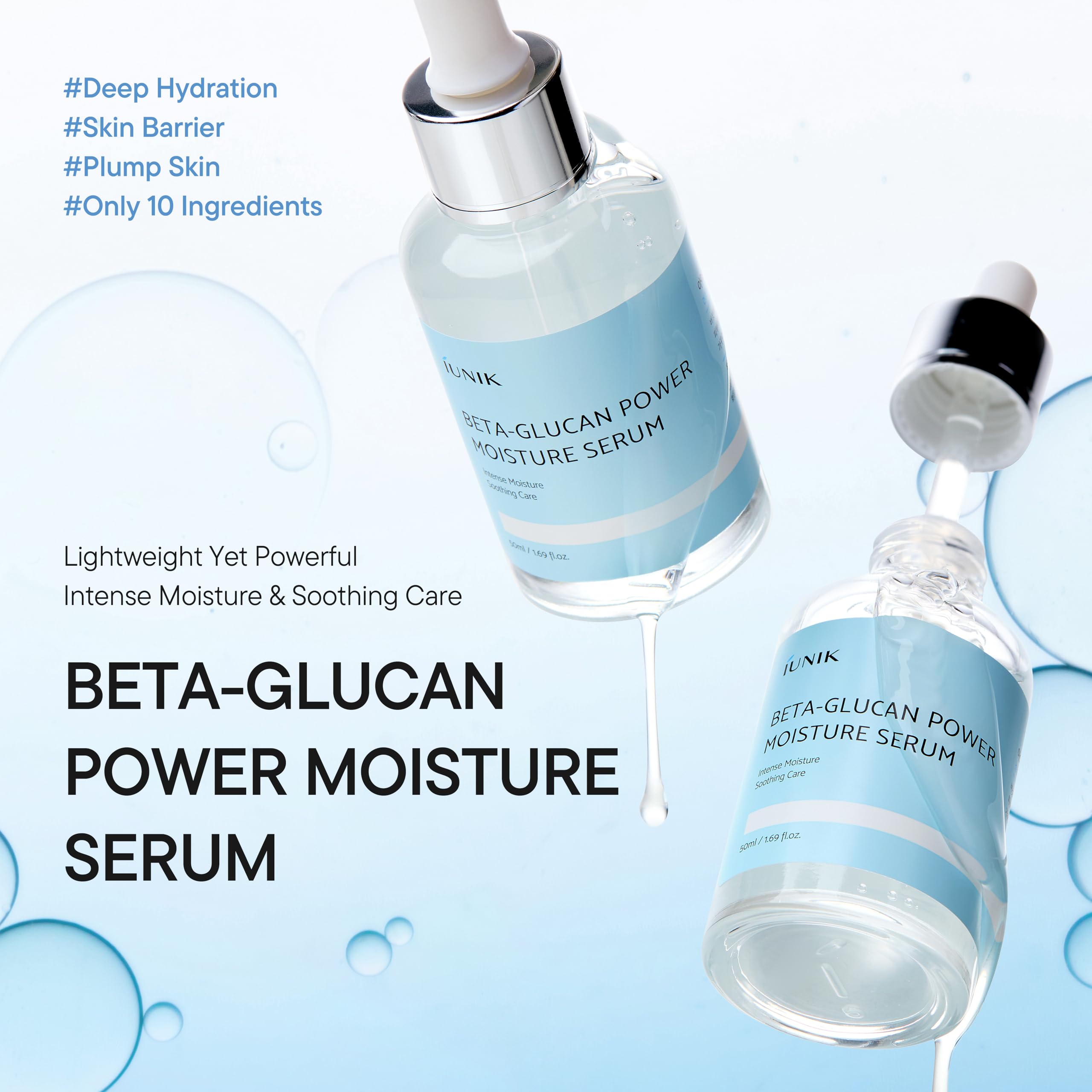 IUNIK Ingrédient Beta-Glucane et champignon, source d'hydratation naturelle.