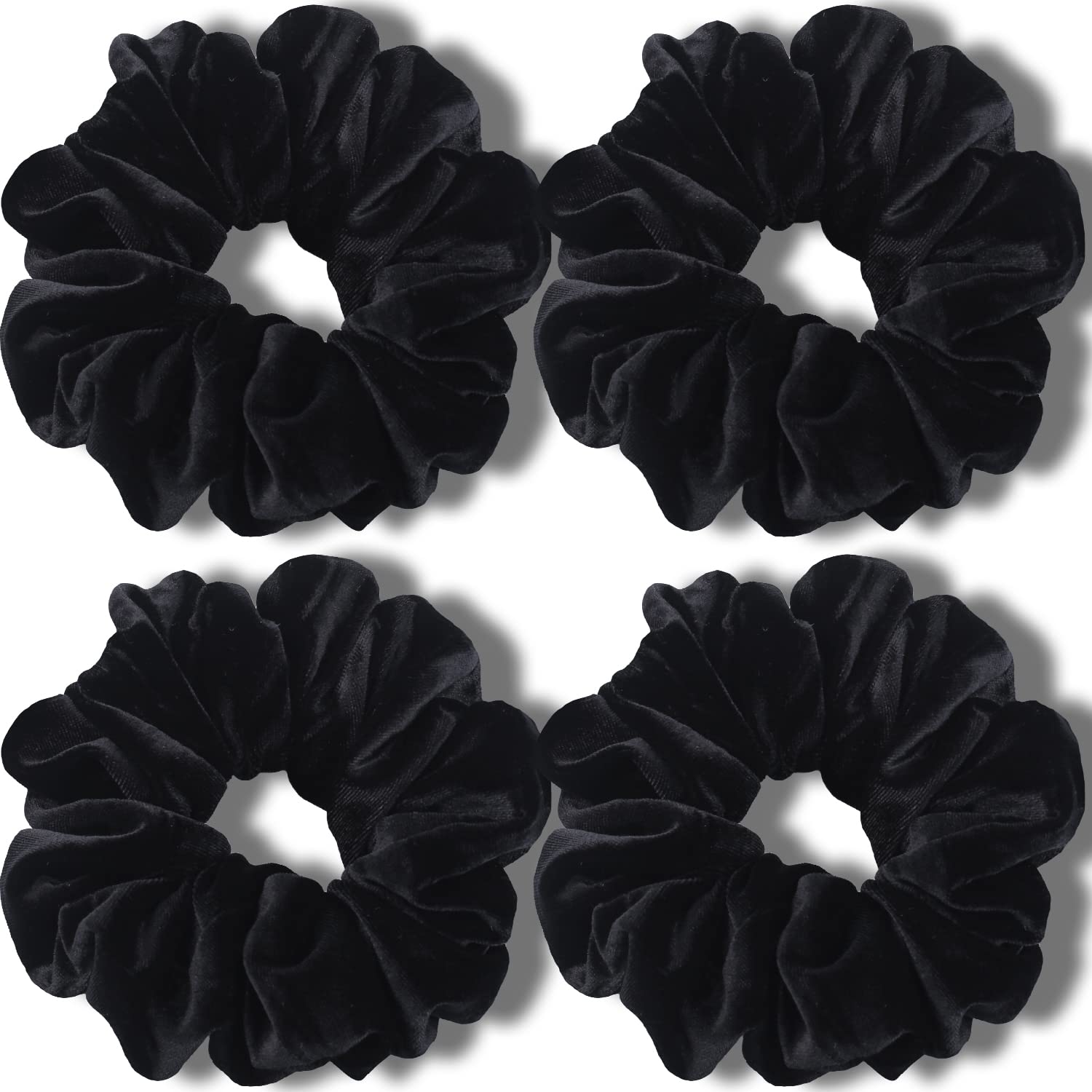 IVARYSS gomitas de pelo XL en terciopelo negro, 6 pulgadas, ideales para cabello grueso.