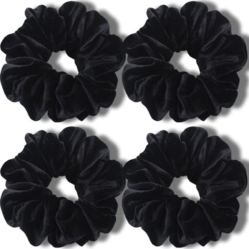 IVARYSS gomitas de pelo XL en terciopelo negro, 6 pulgadas, ideales para cabello grueso.