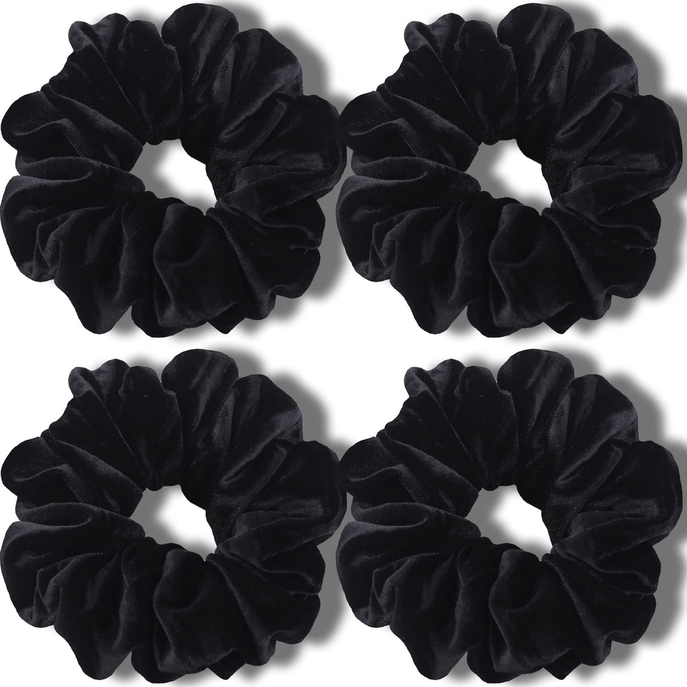 IVARYSS gomitas de pelo XL en terciopelo negro, 6 pulgadas, ideales para cabello grueso.