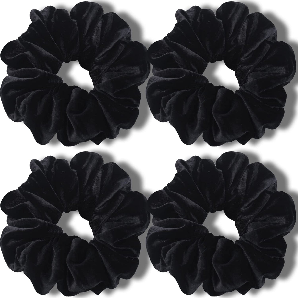IVARYSS gomitas de pelo XL en terciopelo negro, 6 pulgadas, ideales para cabello grueso.