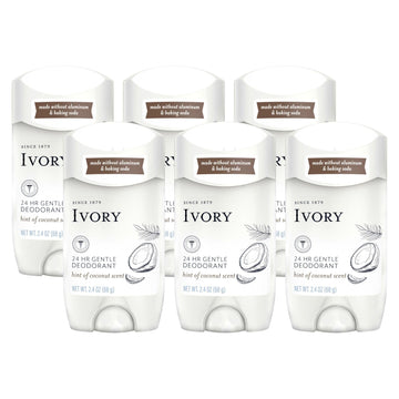 Ivory desodorante coco sin aluminio, pack de 6, protección confiable todo el día.