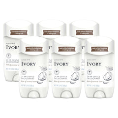 Ivory desodorante coco sin aluminio, pack de 6, protección confiable todo el día.