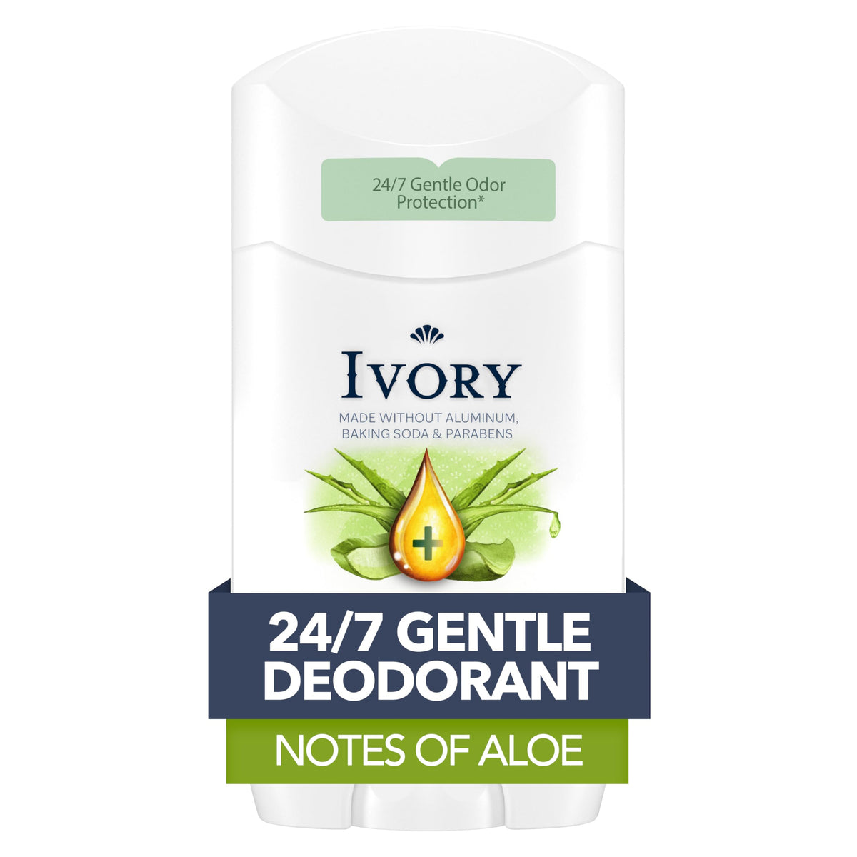 Ivory desodorante sin aluminio, notas de aloe para frescura duradera