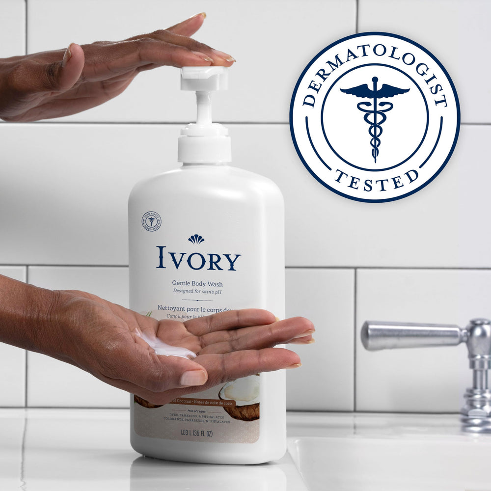 Ivory gel de baño basado en plantas para limpieza suave y eficaz.