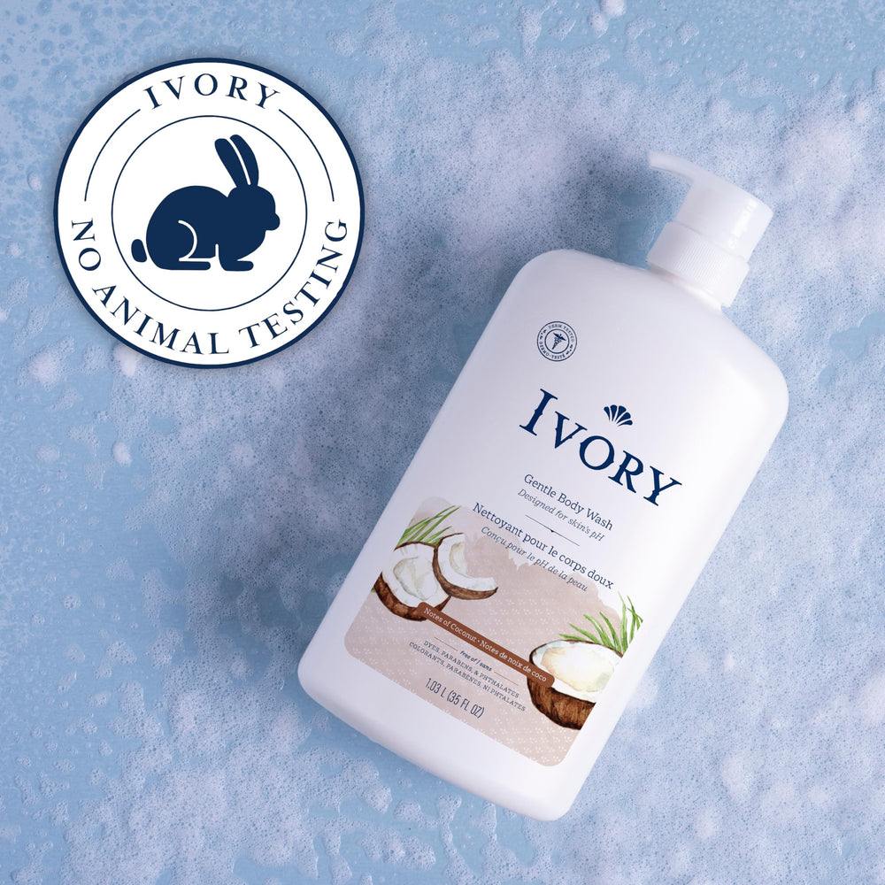 Ivory gel de baño dermatológicamente probado para uso diario.