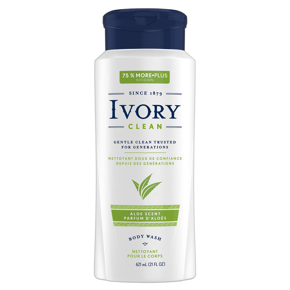 Ivory gel de ducha Aloe en frasco, limpieza suave y agradable.