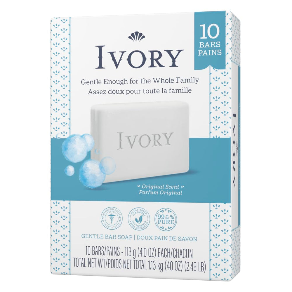 Jabón Ivory con limpieza simple, ideal para el baño familiar.