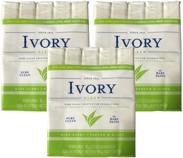 Ivory Jabon Puro Limpio, barra de 90 g, limpieza suave para piel sensible