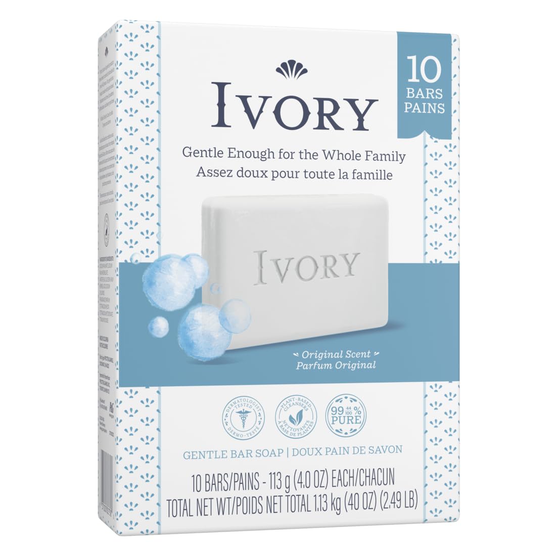Paquete de 20 barras Ivory Original para uso diario en familia.