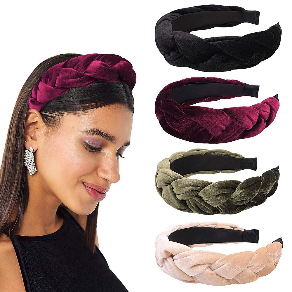 Ivyu diadema terciopelo trenzada acolchada para un look cómodo todo el día