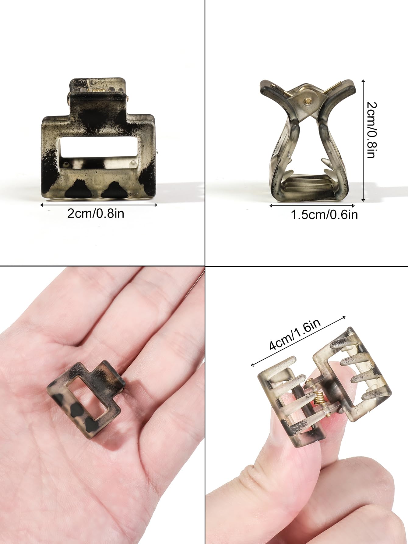Ivyu pinzas mini garra tortuga negro uso diario, compactas para bolso