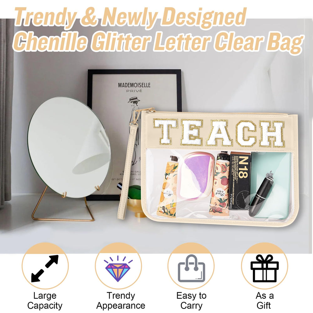 izuzta TEACH, bolsa transparente multiusos, perfecta para organizar artículos de higiene.