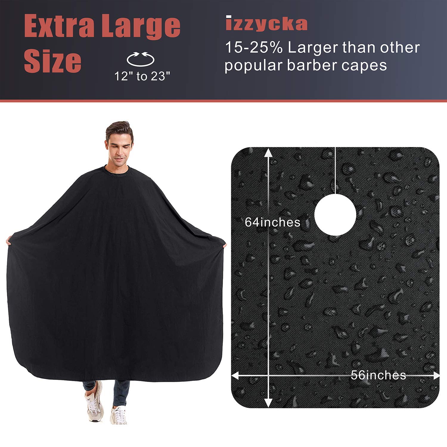 Izzycka capa barbero talla grande 64x56 apta para adultos.