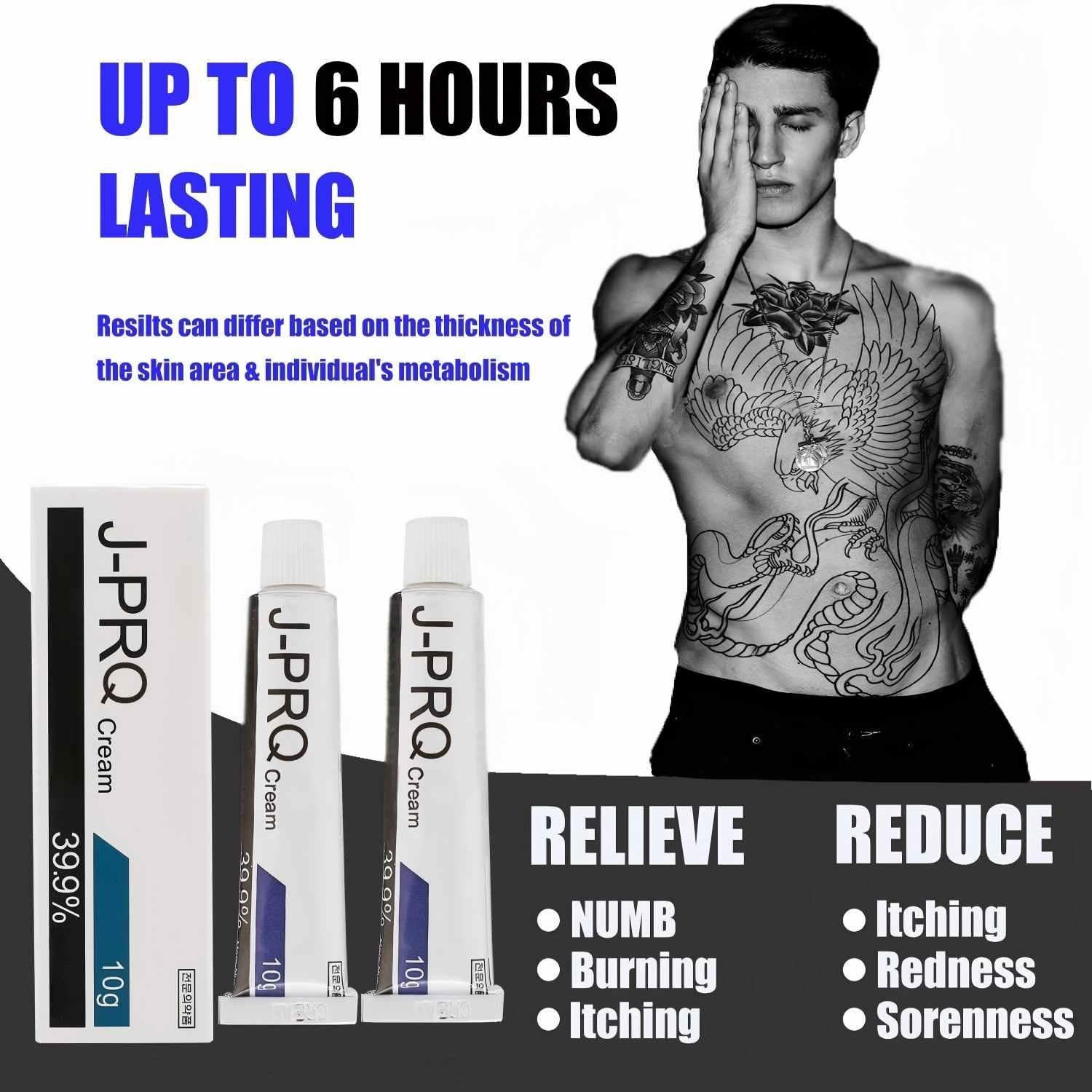 Aplicación fácil con la crema J-PRQ para tatuajes antes de la sesión.