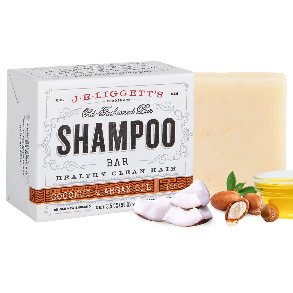J.R.LIGGETT'S shampoo bar with coconut and argan oil for natural shine.