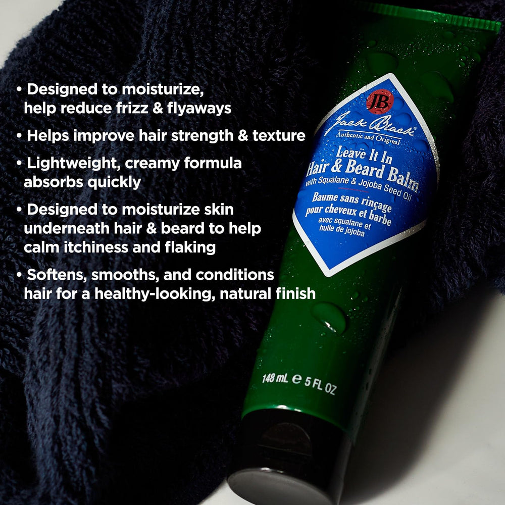 Jack Black Leave It In Balm, hidrata la piel bajo el cabello para comodidad.