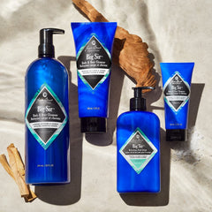 Jack Black Big Sir Body Lotion : emballage et étiquette détaillés pour repérage facile.