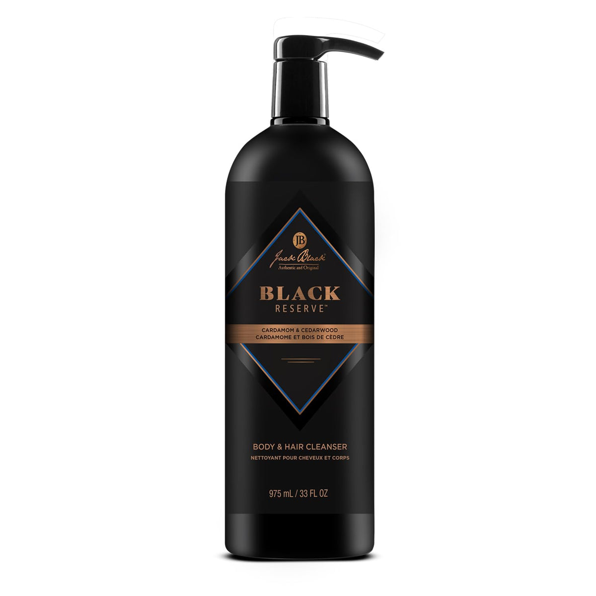 Jack Black Black Reserve, botella frontal, limpieza 2 en 1 para cuerpo y cabello