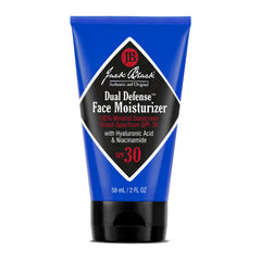 Jack Black Dual Defense SPF 30 bottle on a clean surface showing weightless hydration
