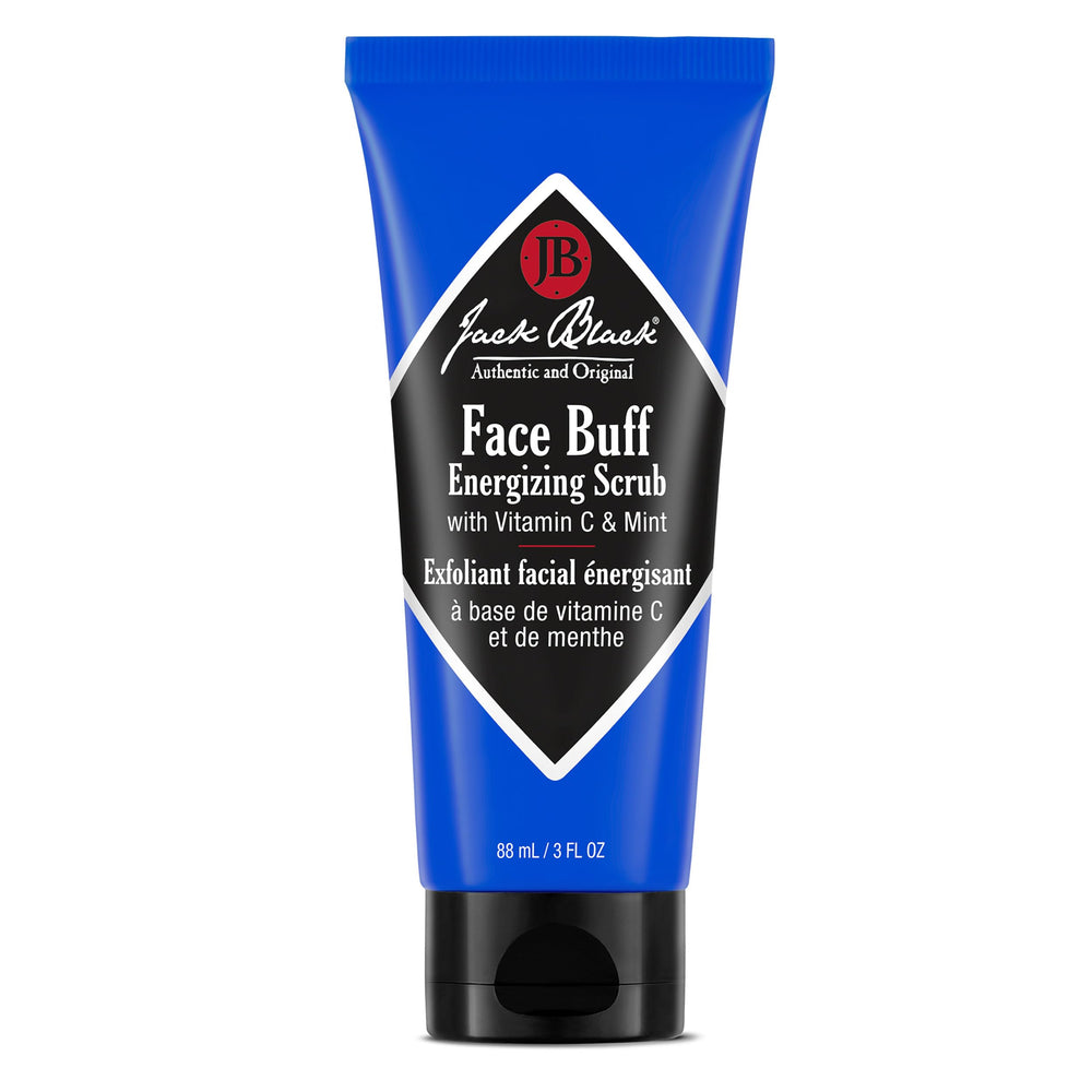 Jack Black Face Buff: botella, exfoliante suave para un afeitado cómodo.