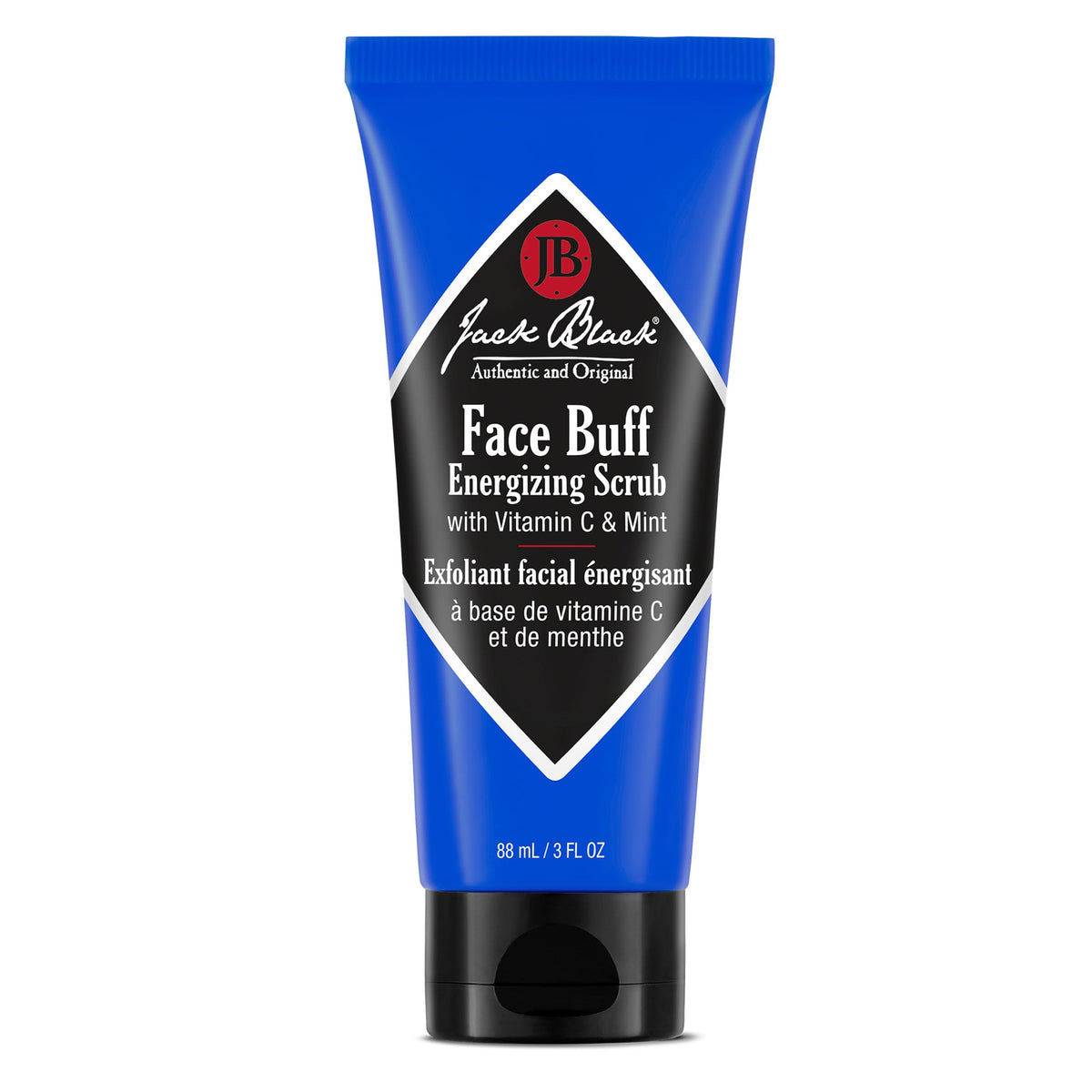 Jack Black Face Buff: botella, exfoliante suave para un afeitado cómodo.