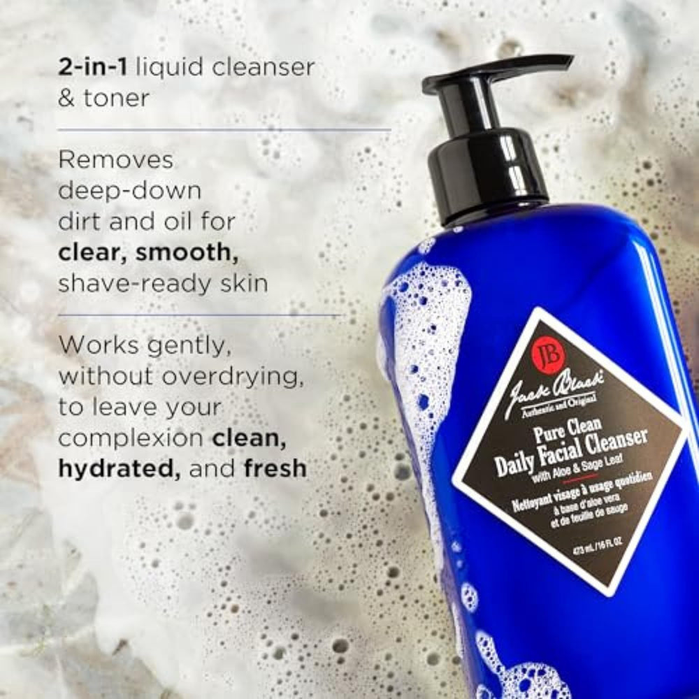 Jack Black Pure Clean Daily Cleanser, pompe, application facile et rapide