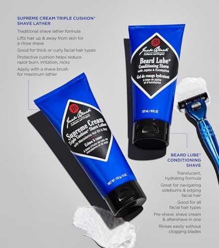 Jack Black Supreme Cream Triple Cushion lather pouring for a hydrated shave.