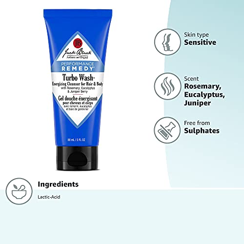 Limpieza diaria con Jack Black Turbo Wash para cabello y piel.