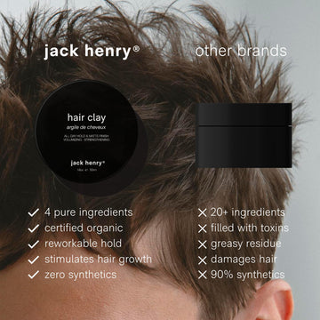 Jack Henry Arcilla Capilar Premium — ingredientes-organicos que nutren cabello y cuero cabelludo