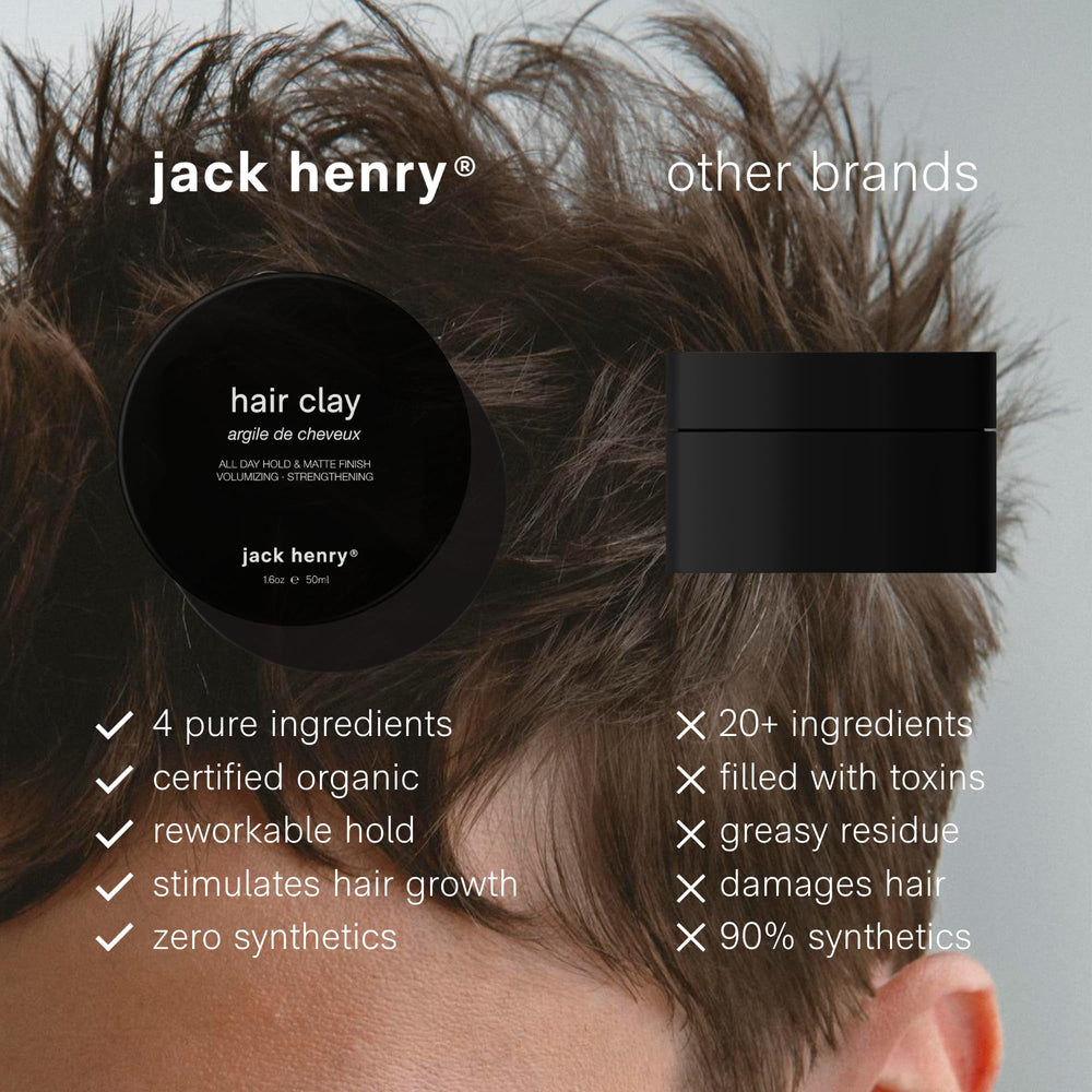 Jack Henry Arcilla Capilar Premium — ingredientes-organicos que nutren cabello y cuero cabelludo