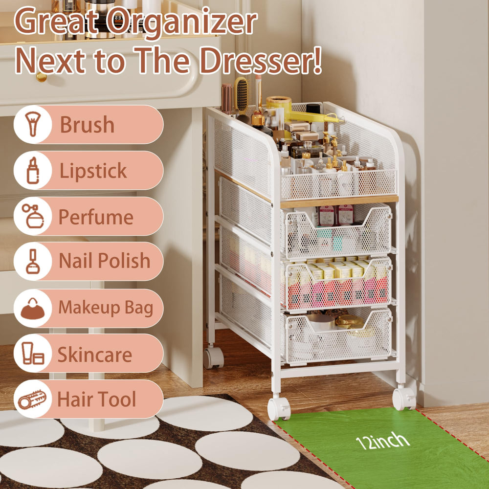 Jakyitvi carrito maquillaje diseño compacto cabe bajo tocador.