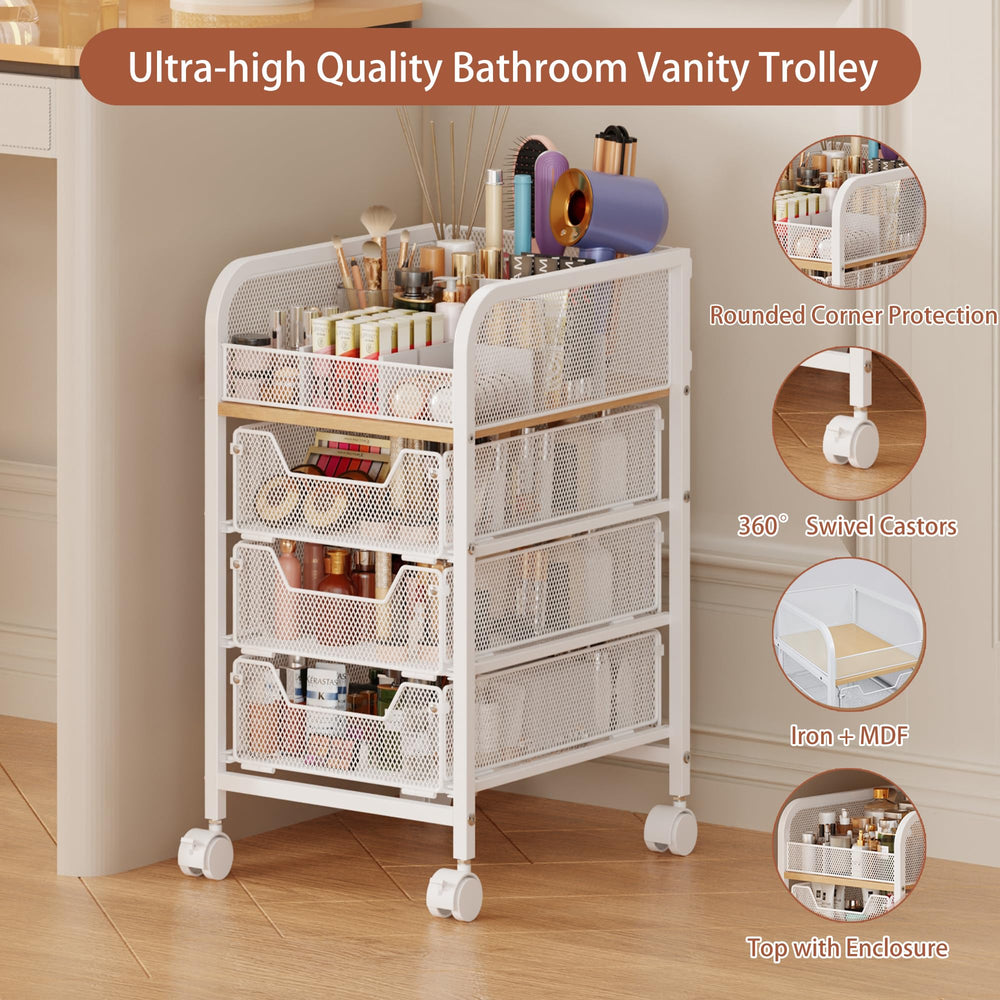 Jakyitvi carrito maquillaje uso versátil en baño o vestidor.