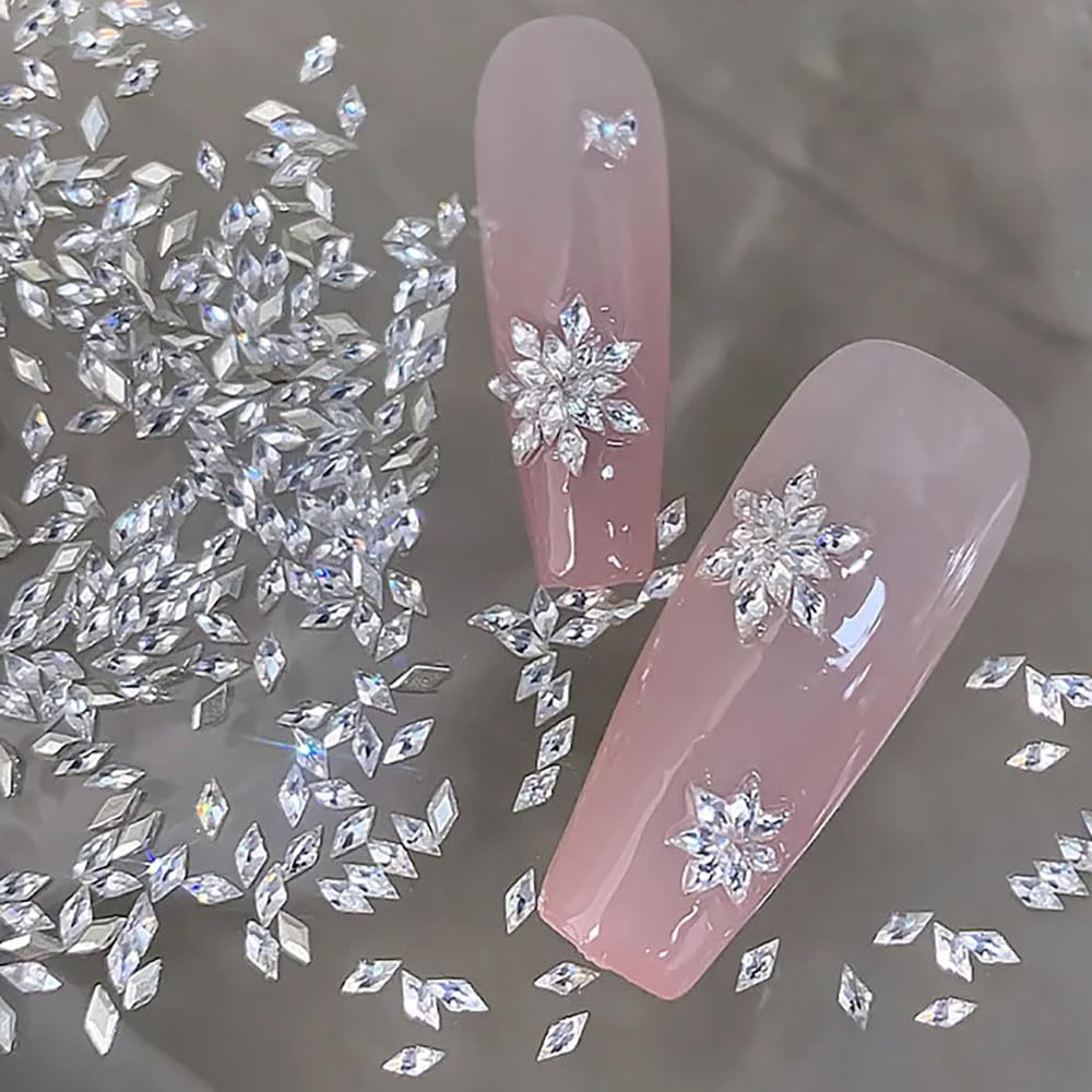 Jaliya strass respaldo plano rombo plata para uñas con precisión.