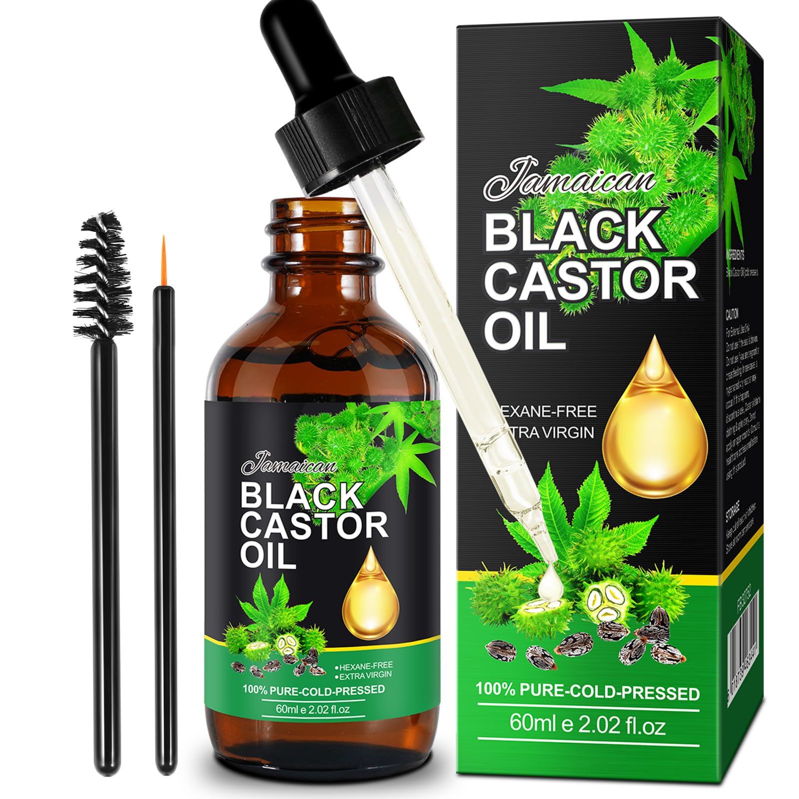 Aceite de ricino negro jamaicano en bote, ideal para hidratación capilar.