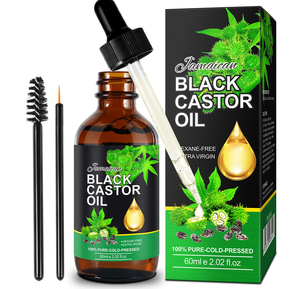 Aceite de ricino negro jamaicano en bote, ideal para hidratación capilar.