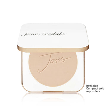 Jane Iredale PurePressed Base, acabado mate suave para piel grasa.