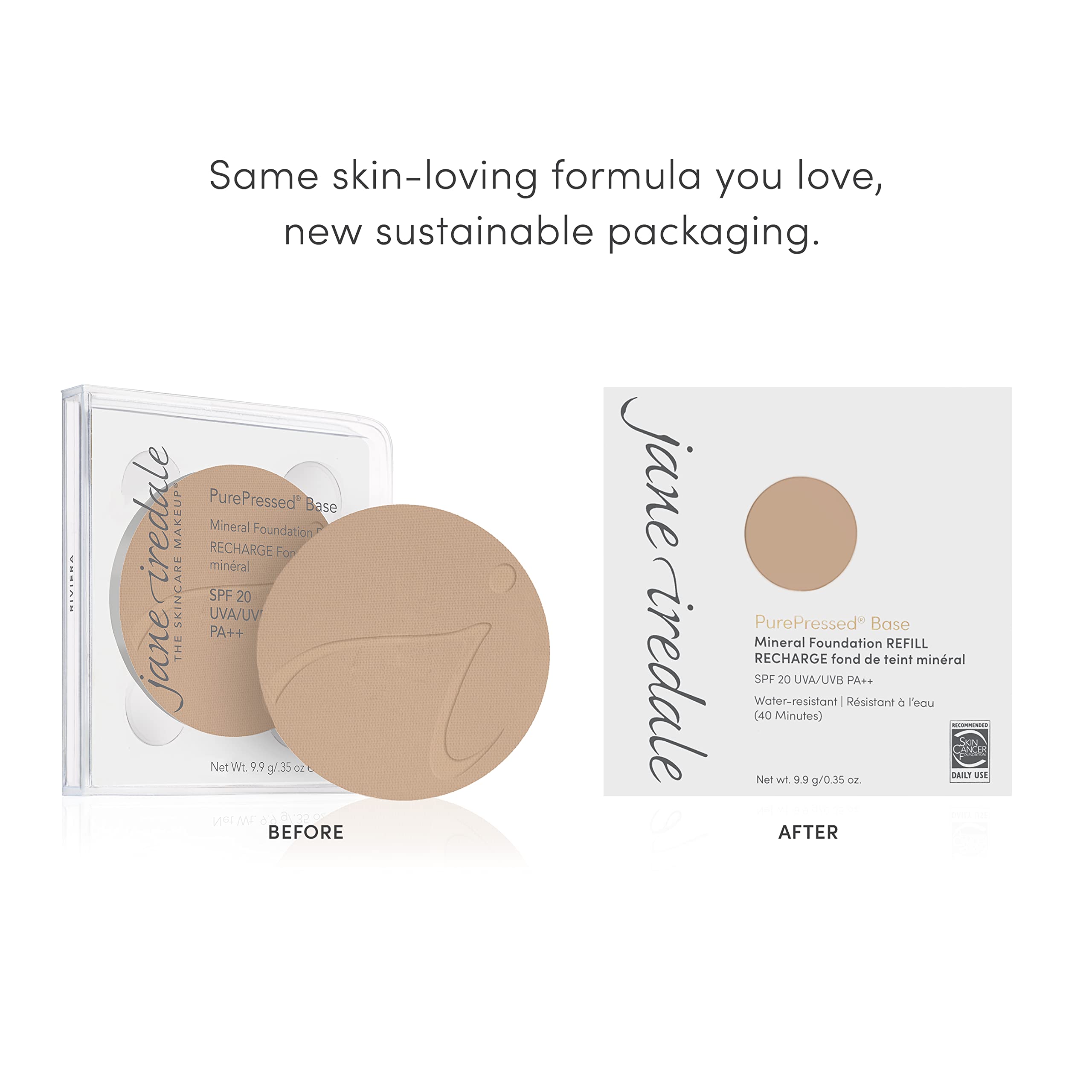 Extractos antioxidantes de pino y granada en Jane Iredale PurePressed Base.
