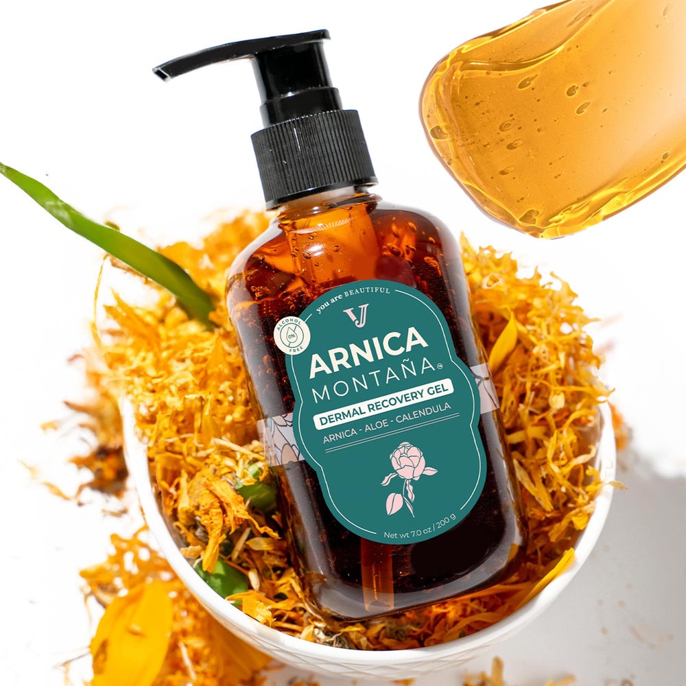 JANE VINE Arnica Gel, bote de 7 oz para aplicación suave en piel delicada.