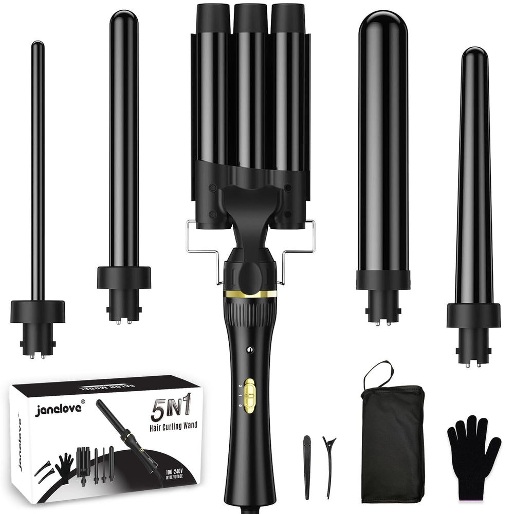 Set de rizadores janelove 5 en 1 completo para estilos versátiles
