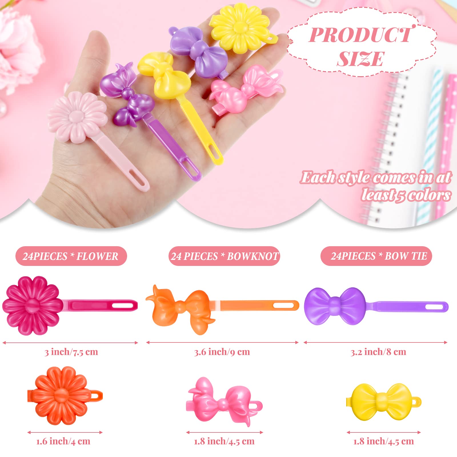 Prendedores Janinka estilo cartoon en colores caramelo para peinados adorables.