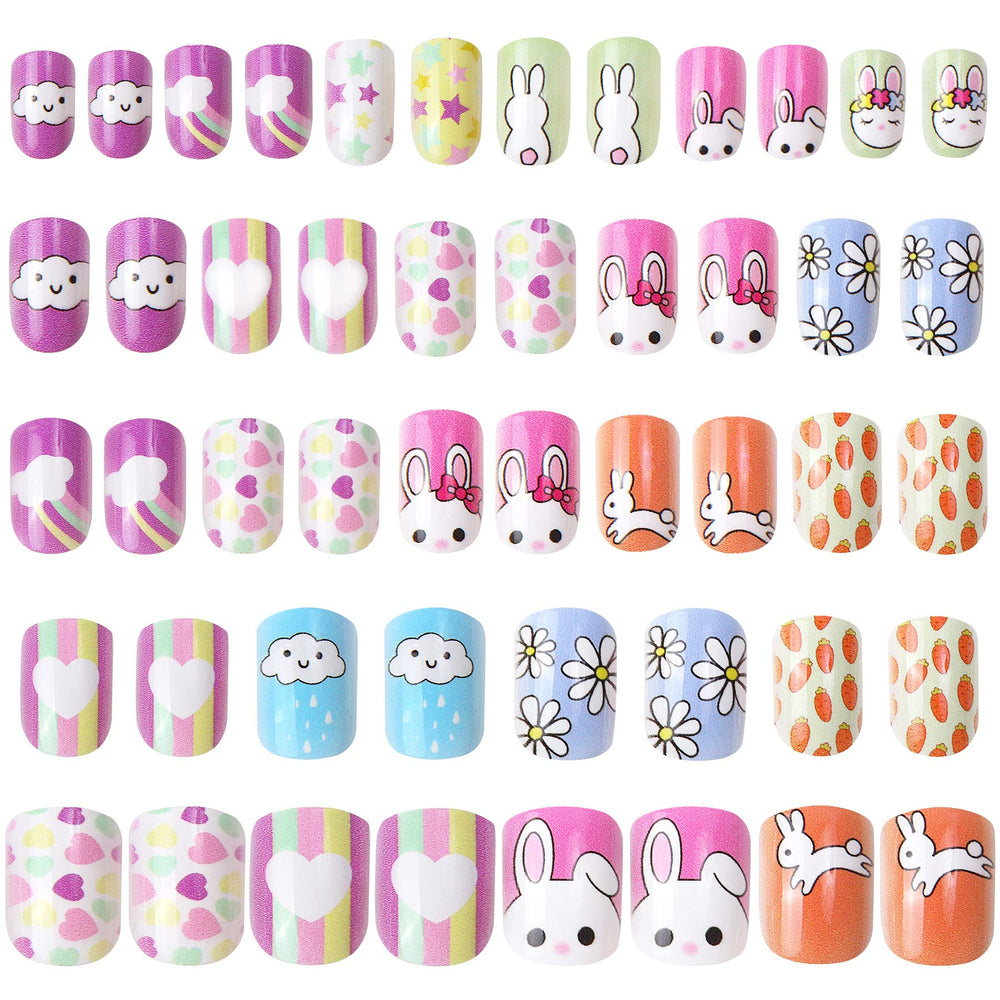 Uñas JANYUN para niñas: dos cajas con diseños variados para looks divertidos