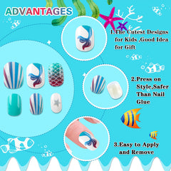 Uñas JANYUN infantiles diseño escamas azul, estimula la creatividad de las niñas.