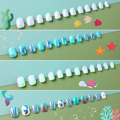 Uñas JANYUN infantiles diseño mariposas azul, añade color y diversión.
