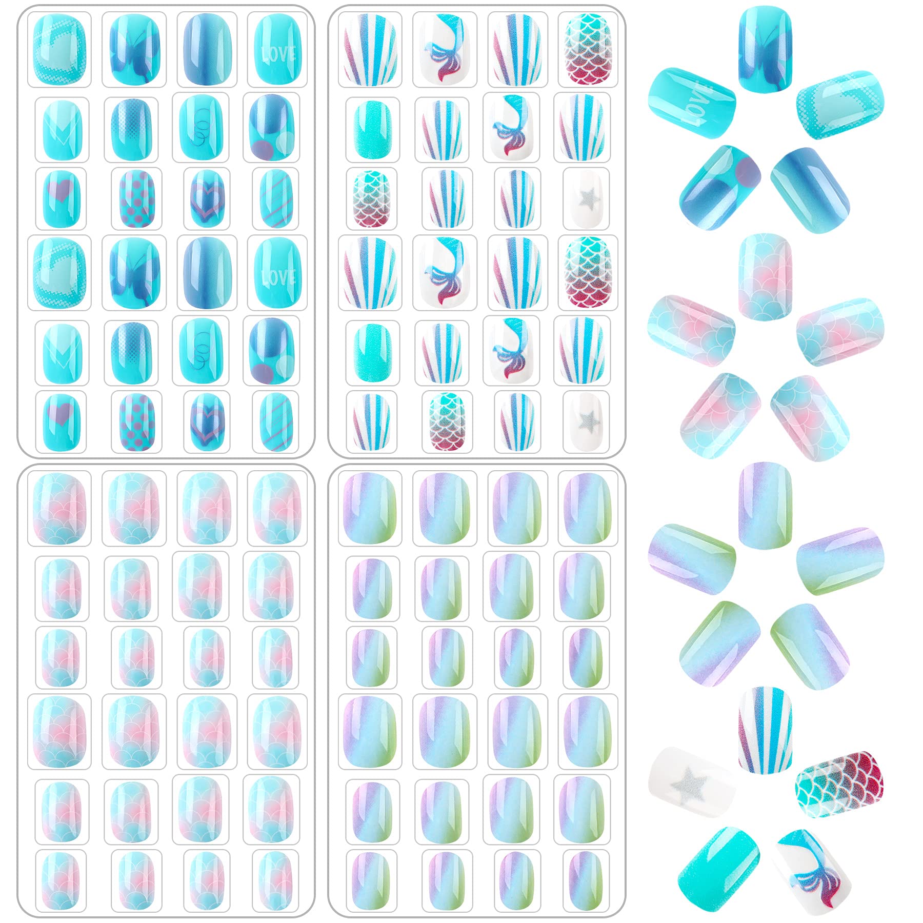 Uñas infantiles JANYUN tema azul, lista para juego y decoraciones.