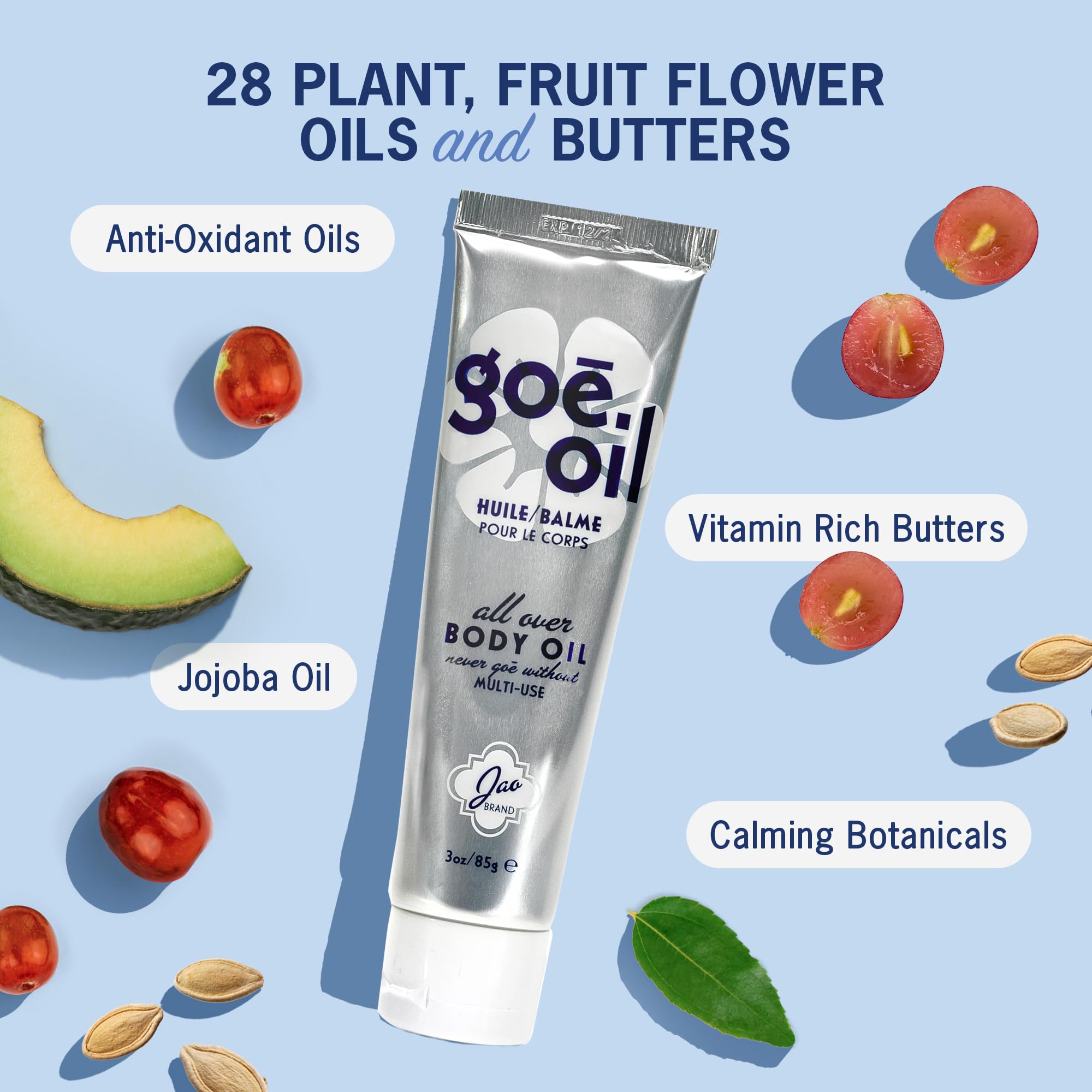 Jao Goē Oil para cuerpo, piel suave y hidratación homogénea sin grasa.