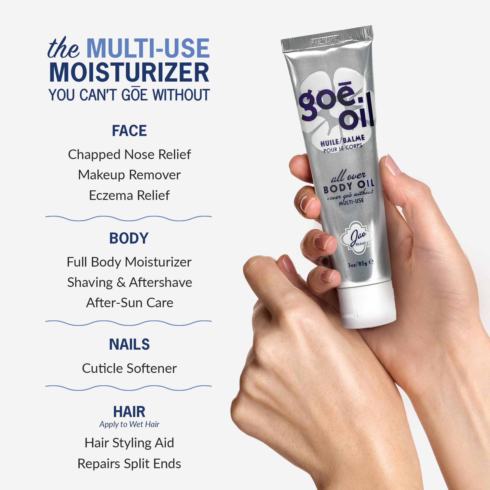 Jao Goē Oil para rostro, aplicación suave que hidrata y mejora la textura de la piel.